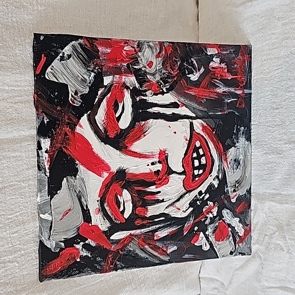 Horror Crying girl on panel board  8X8 Handmade by myself
